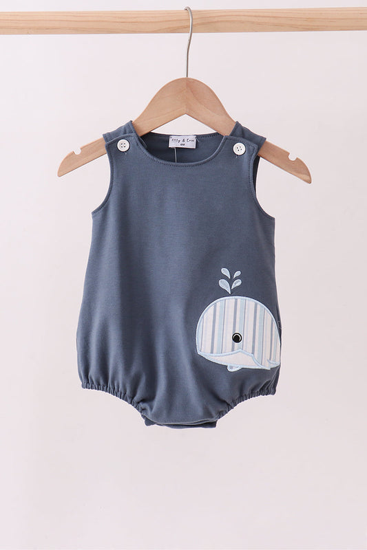 Blue Whale Applique Bubble