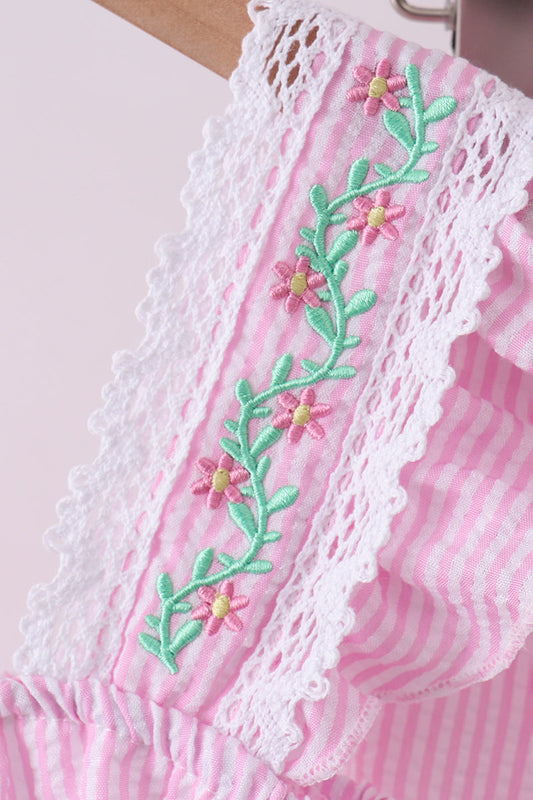 Pink Seersucker Ruffle Shorts Set