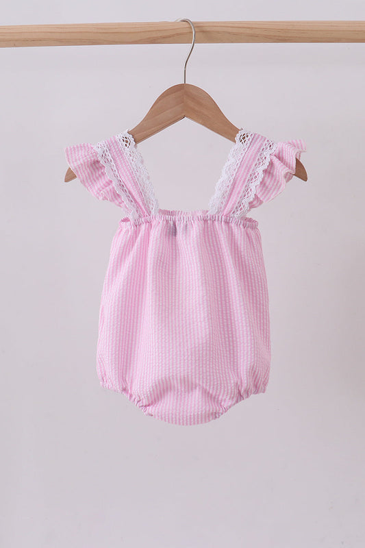 Pink Seersucker Ruffle Bubble