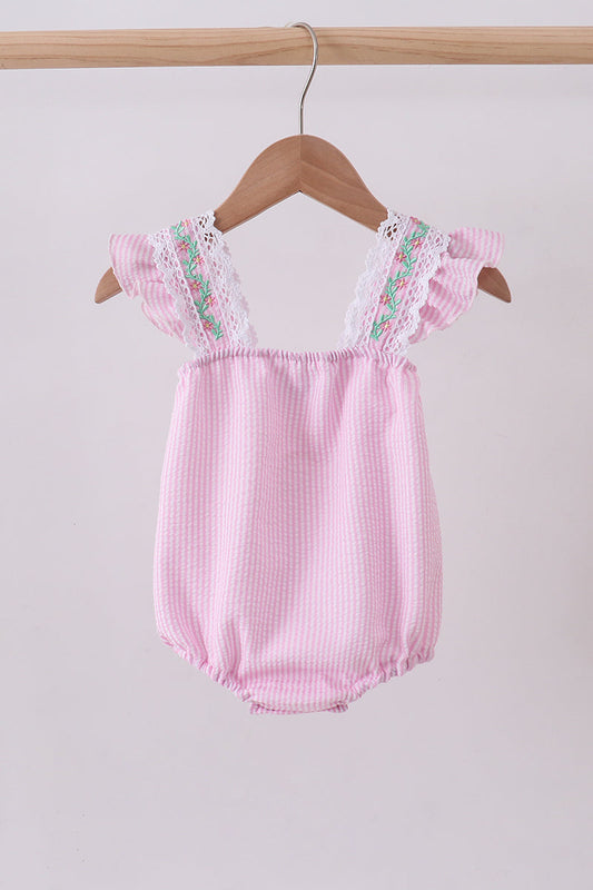 Pink Seersucker Ruffle Bubble