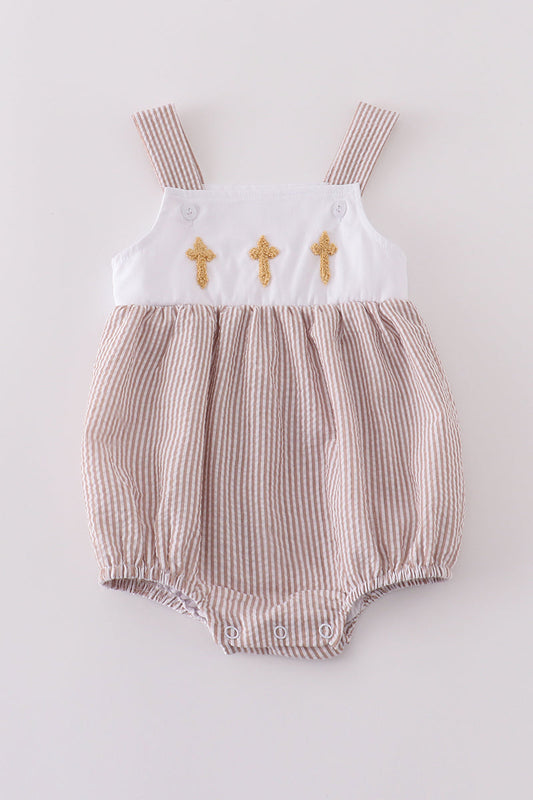Premium Brown Cross Embroidery Bubble