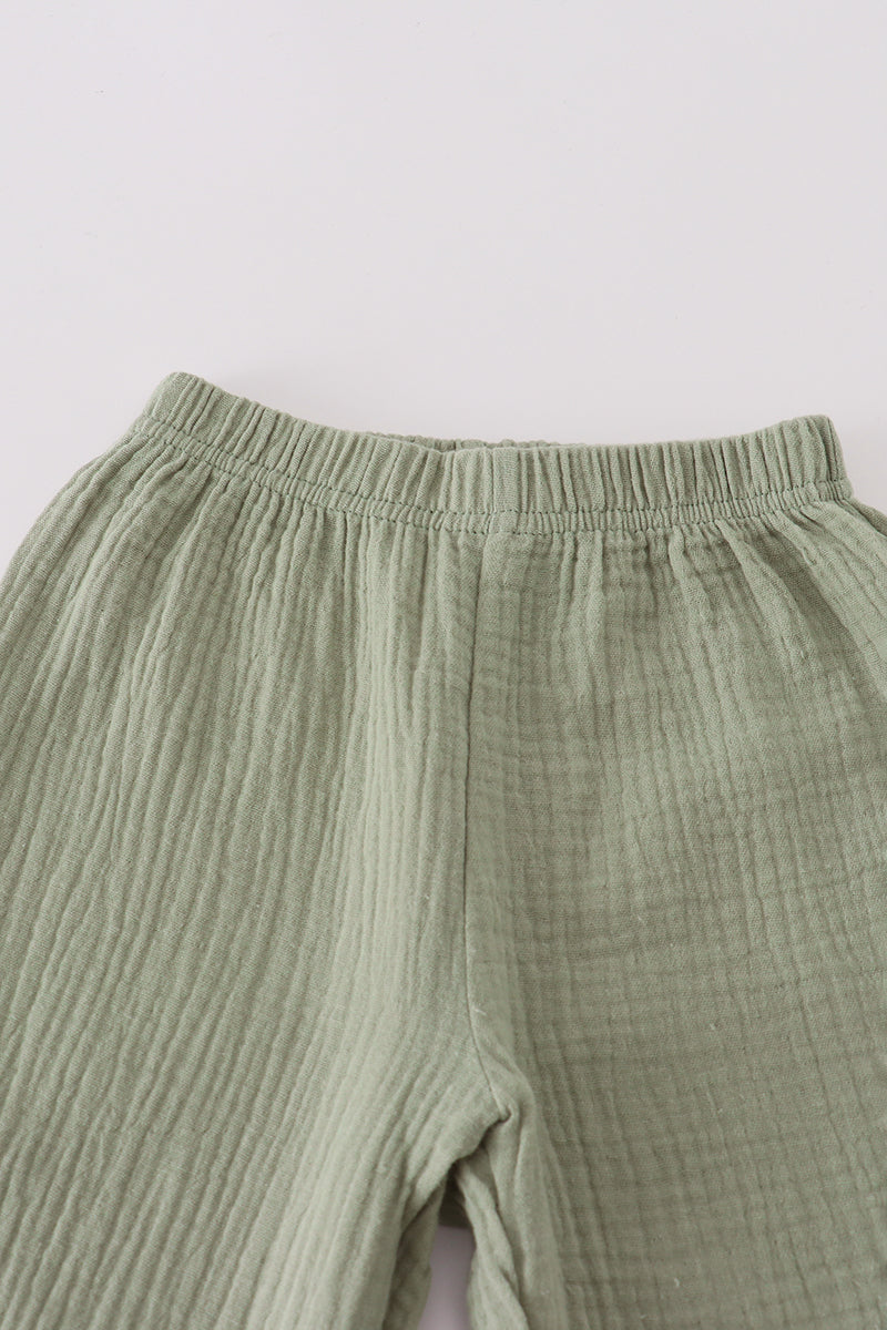 Premium Sage Ruffle Pants Set