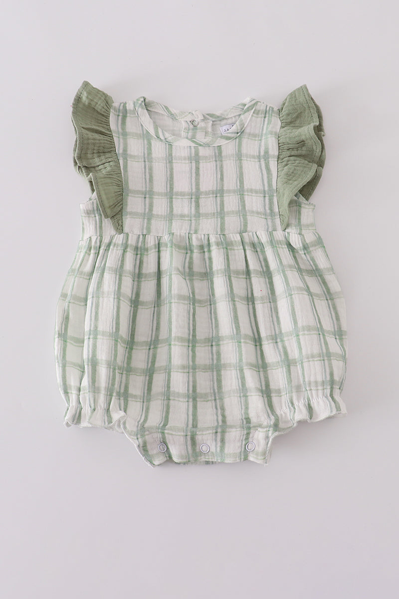 Premium Sage Ruffle Plaid Bubble