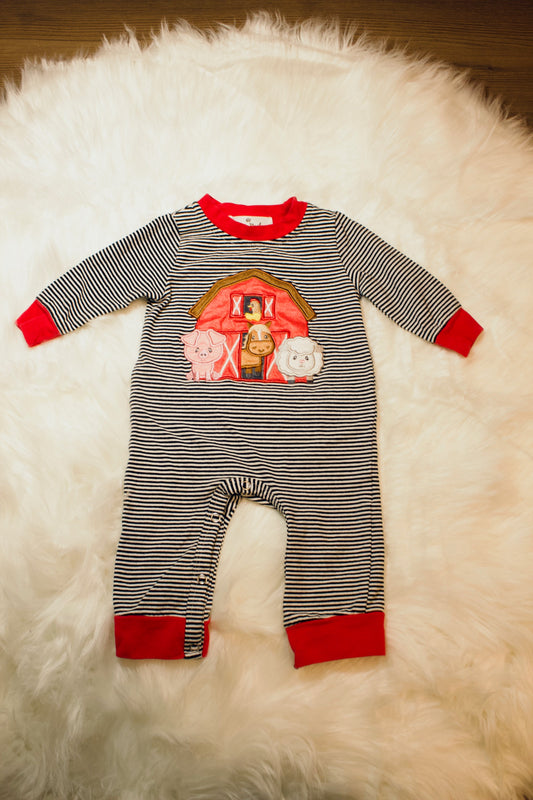 Marie Nicole Clothing 3-6M Barn Animal Romper