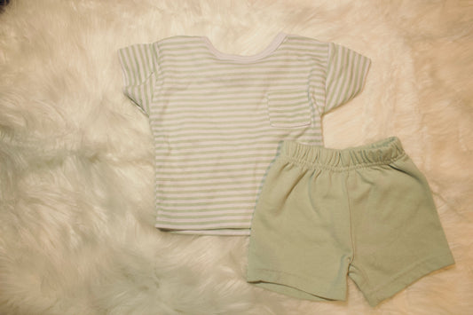 Badgley Mischka 3-6M Light Green Shirt/Short Set