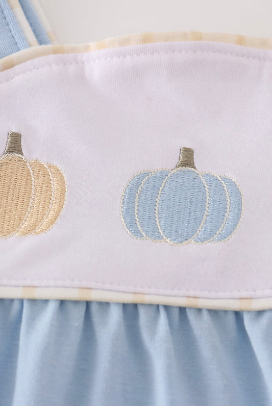 Blue Embroidery Pumpkin Bubble
