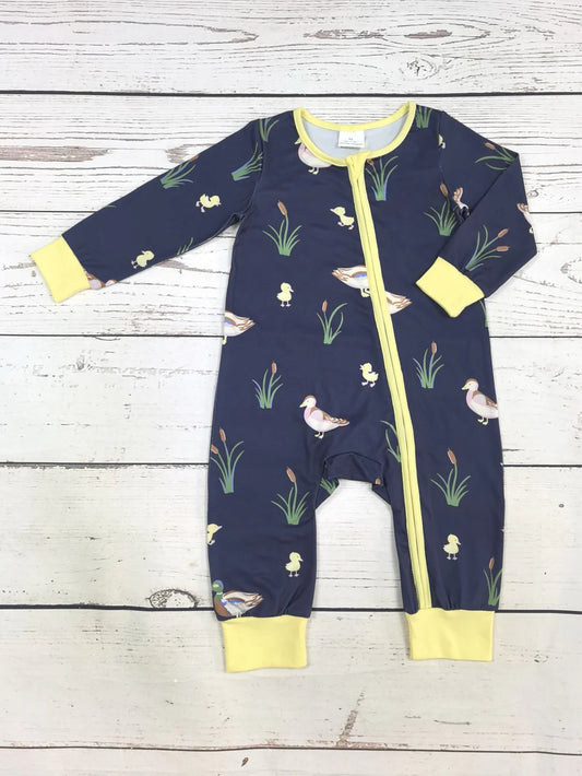 Baby Yellow Duck Print Zip Sleeper