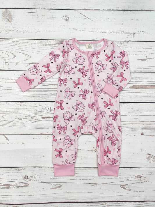 Baby Girl Bow Printed Zippy Sleeper