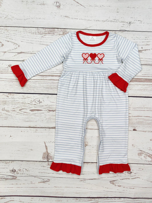 Baby Girl Heart Appliqué Valentine's Day Romper
