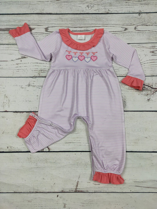 Baby Girl Heart Appliqué Valentine's Day Romper