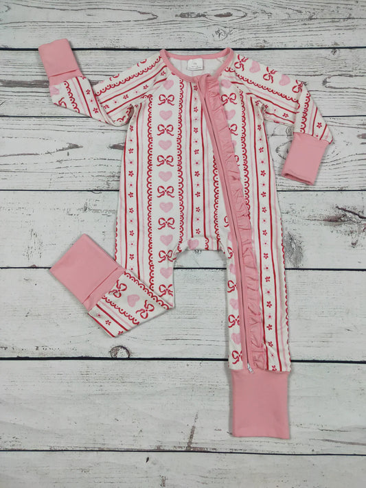 Baby Heart Bow Printed Valentine's Day Sleeper