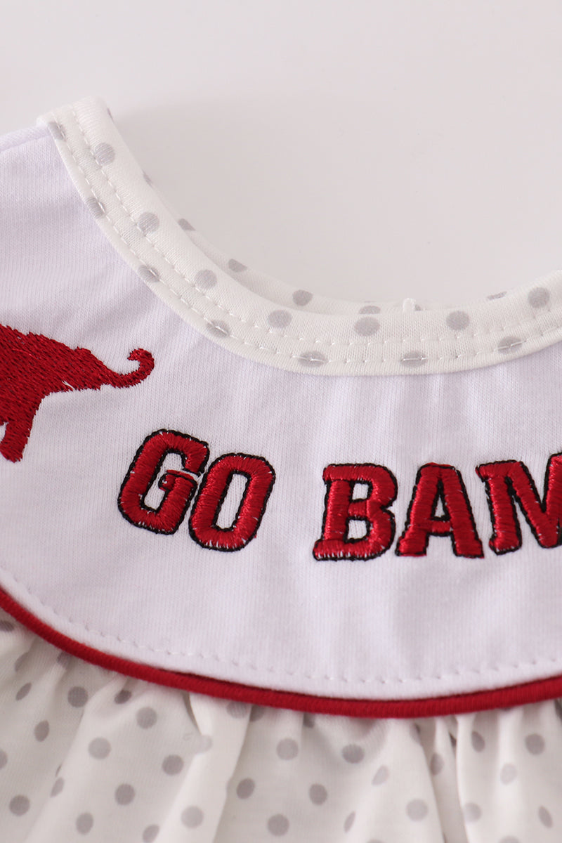 Maroon Alabama Embroidery Dot Bloomer Set