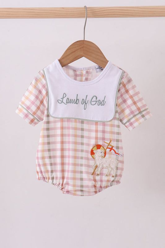 Lamb of God Applique Plaid Bubble