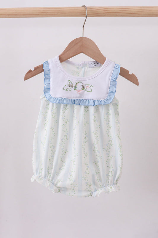Floral Bunny Embroidery Ruffle Bubble