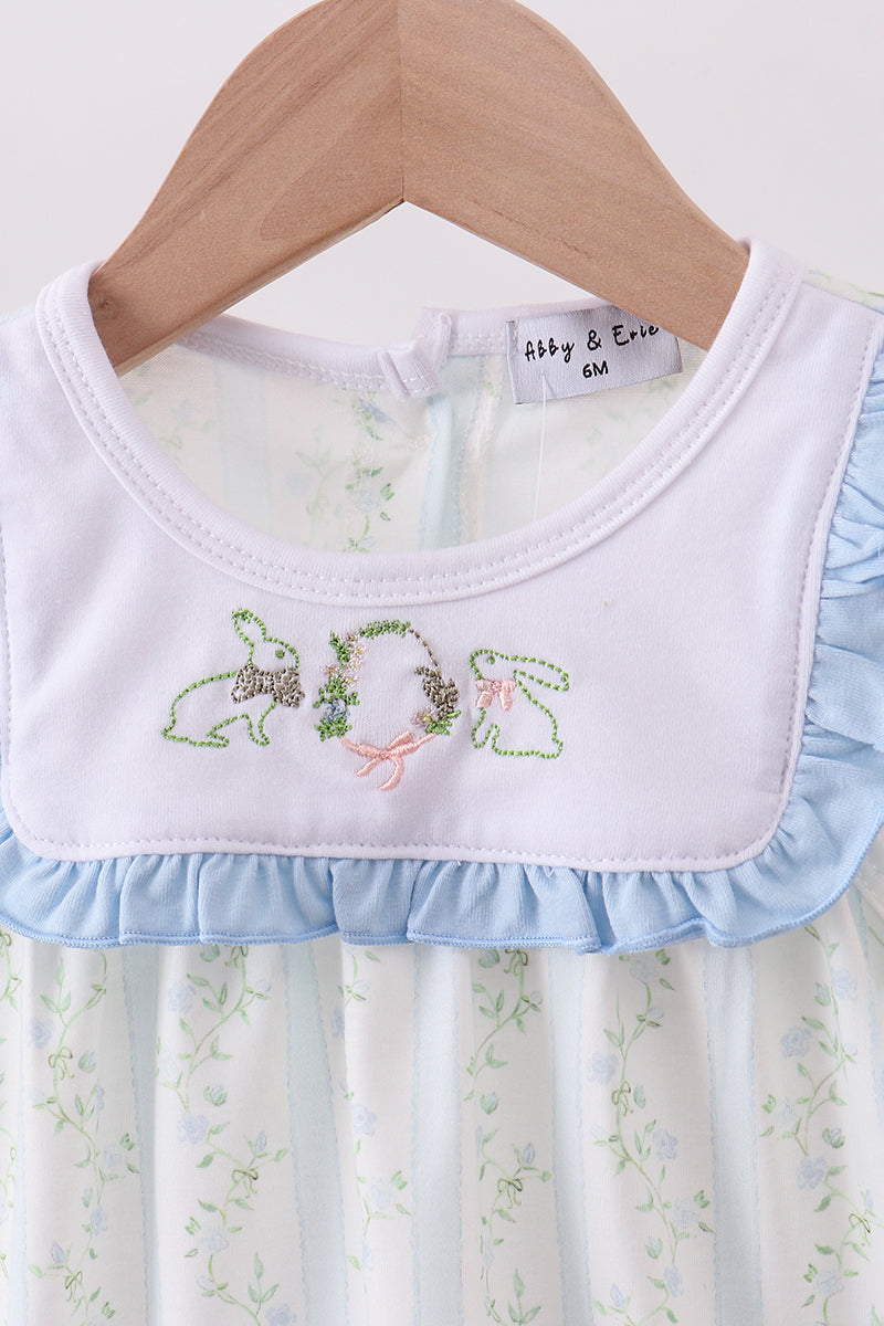 Floral Bunny Embroidery Ruffle Bubble