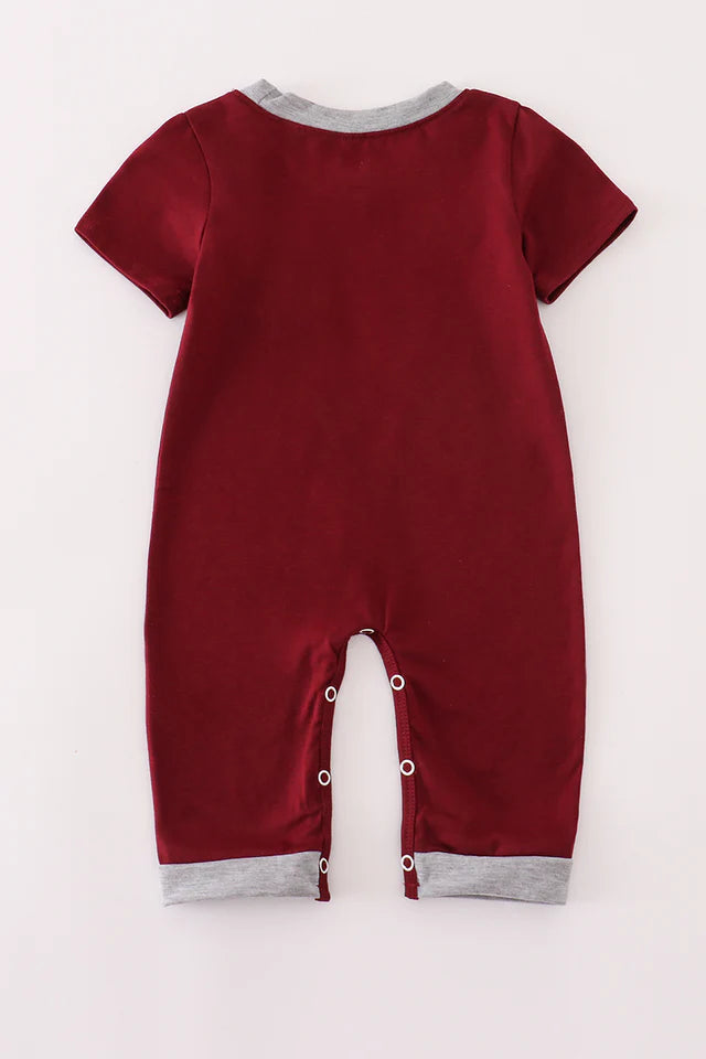 Maroon Mississippi Embroidery Romper