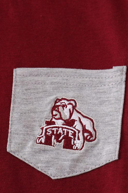 Maroon Mississippi Embroidery Top