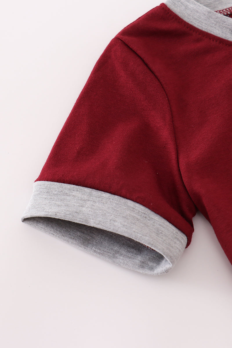 Maroon Mississippi Embroidery Top