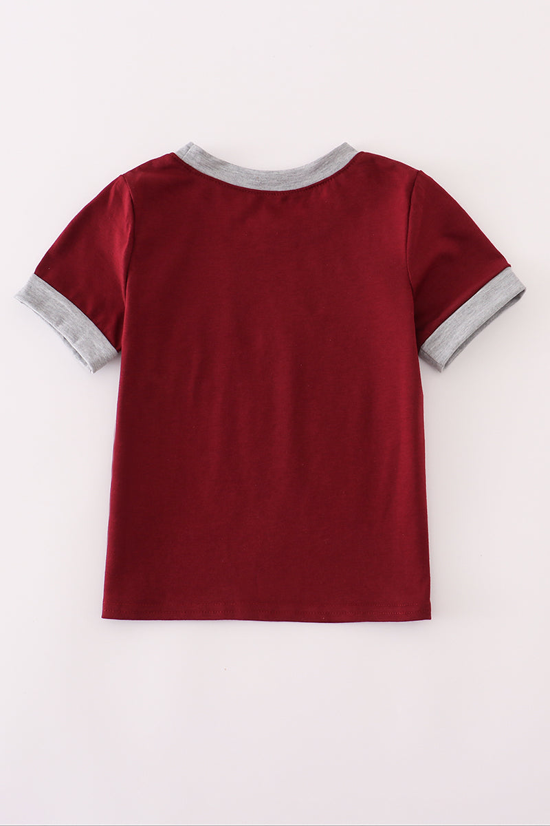 Maroon Mississippi Embroidery Top
