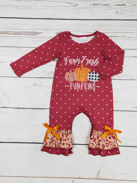Baby Girl Pumpkin Bow Printed Zipper Sleeper