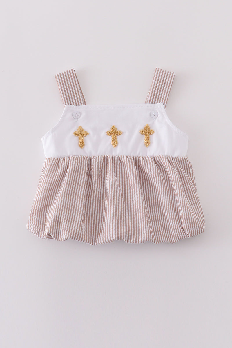 Premium Brown Cross Embroidery Bubble