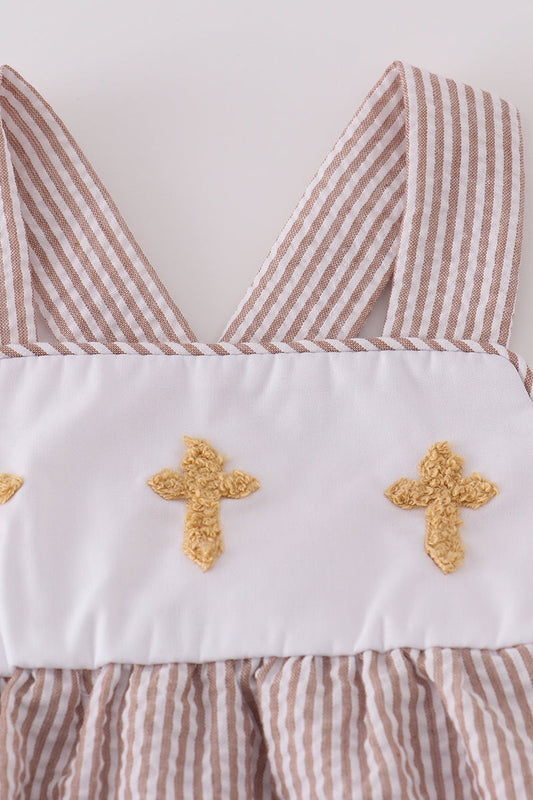 Premium Brown Cross Embroidery Bubble