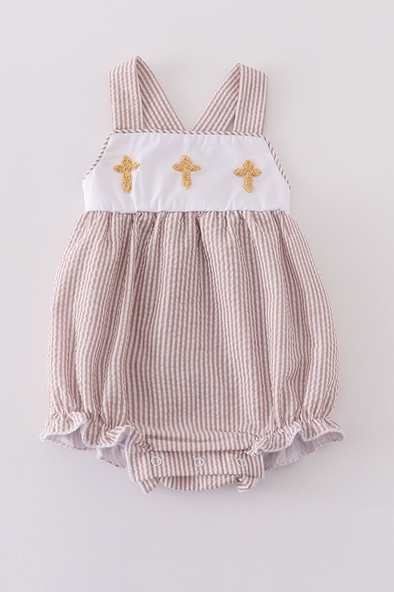 Premium Brown Cross Embroidery Bubble