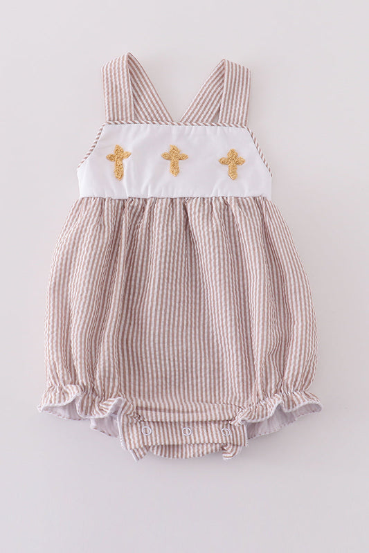 Premium Brown Cross Embroidery Bubble