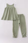 Premium Sage Ruffle Pants Set