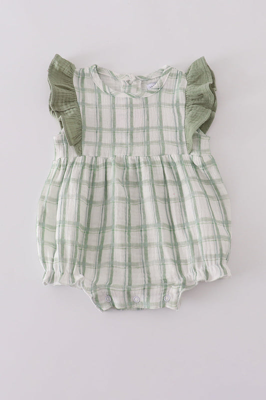 Premium Sage Ruffle Plaid Bubble
