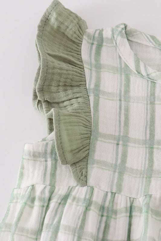 Premium Sage Ruffle Plaid Bubble
