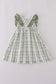 Premium Sage Ruffle Plaid Dress