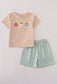 Beige French Knot Shorts Set