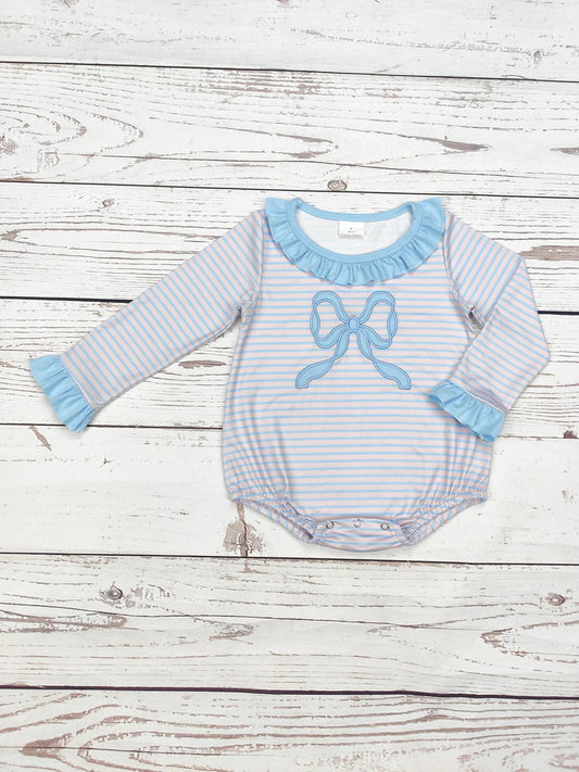 Baby Stripe Bow Appliqué Bubble