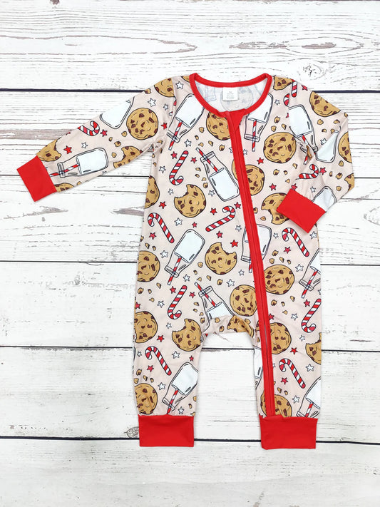 Baby Cookie Print Christmas Bamboo Zip Sleeper