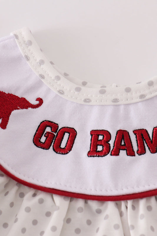 Maroon Alabama Embroidery Dot Bloomer Set