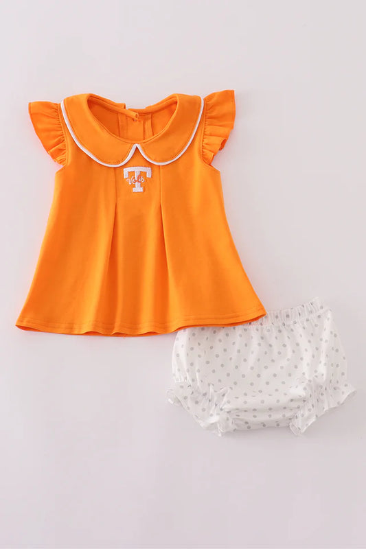Orange Tennessee Go Vols Embroidery Bloomer Set