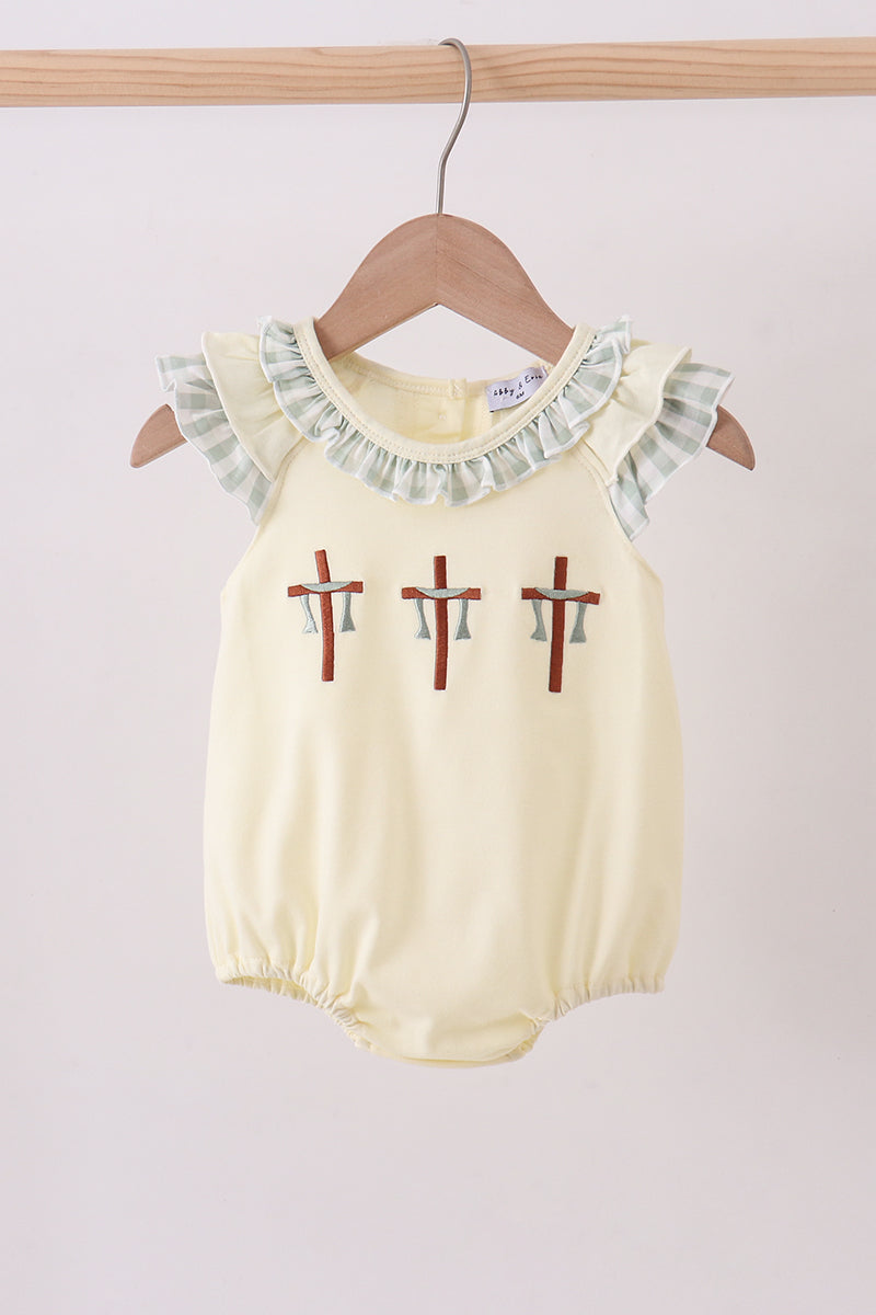 Green Cross Embroidery Ruffle Bubble