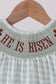 Sage He Is Risen Smocked Gingham Bubble