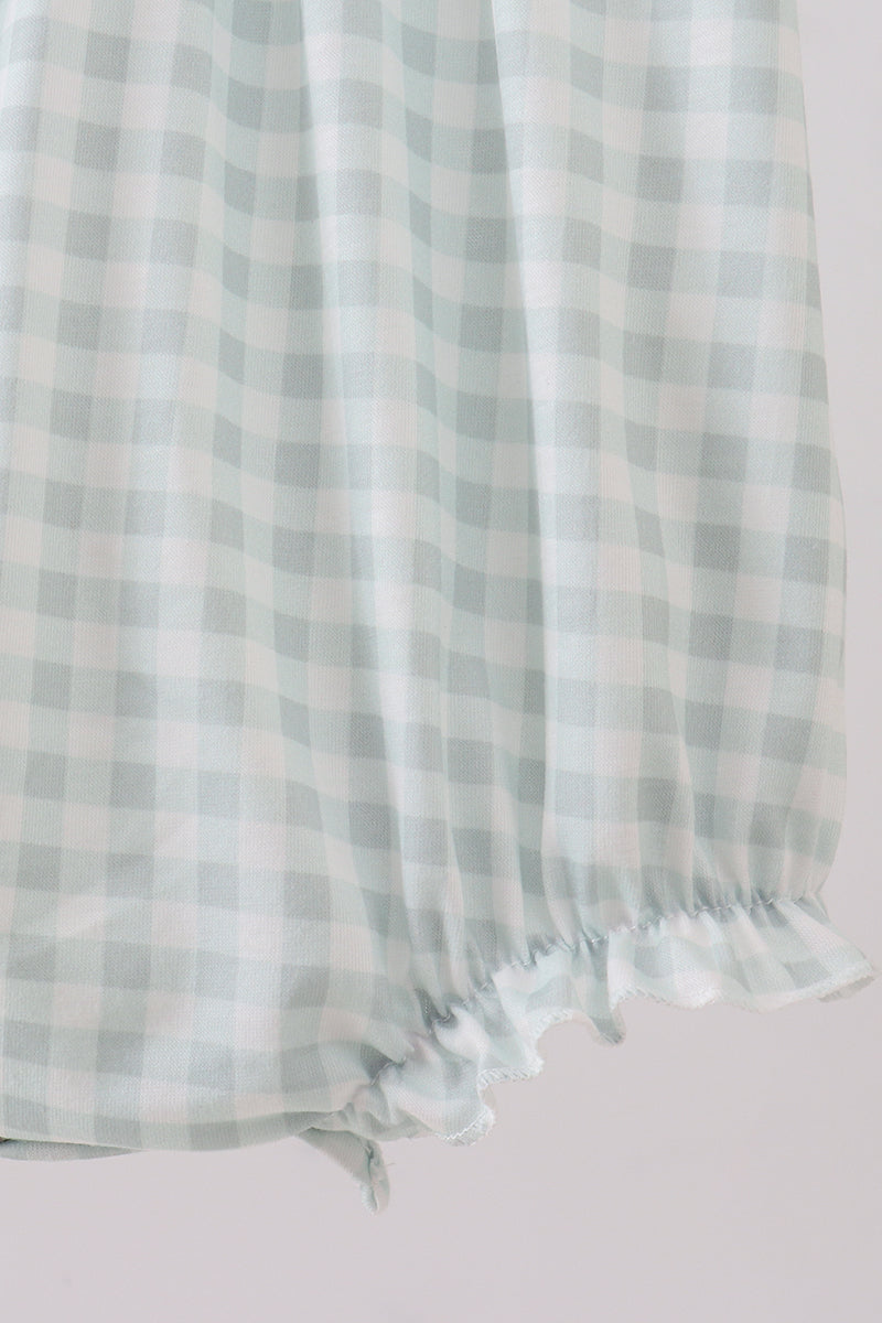 Sage He Is Risen Smocked Gingham Bubble