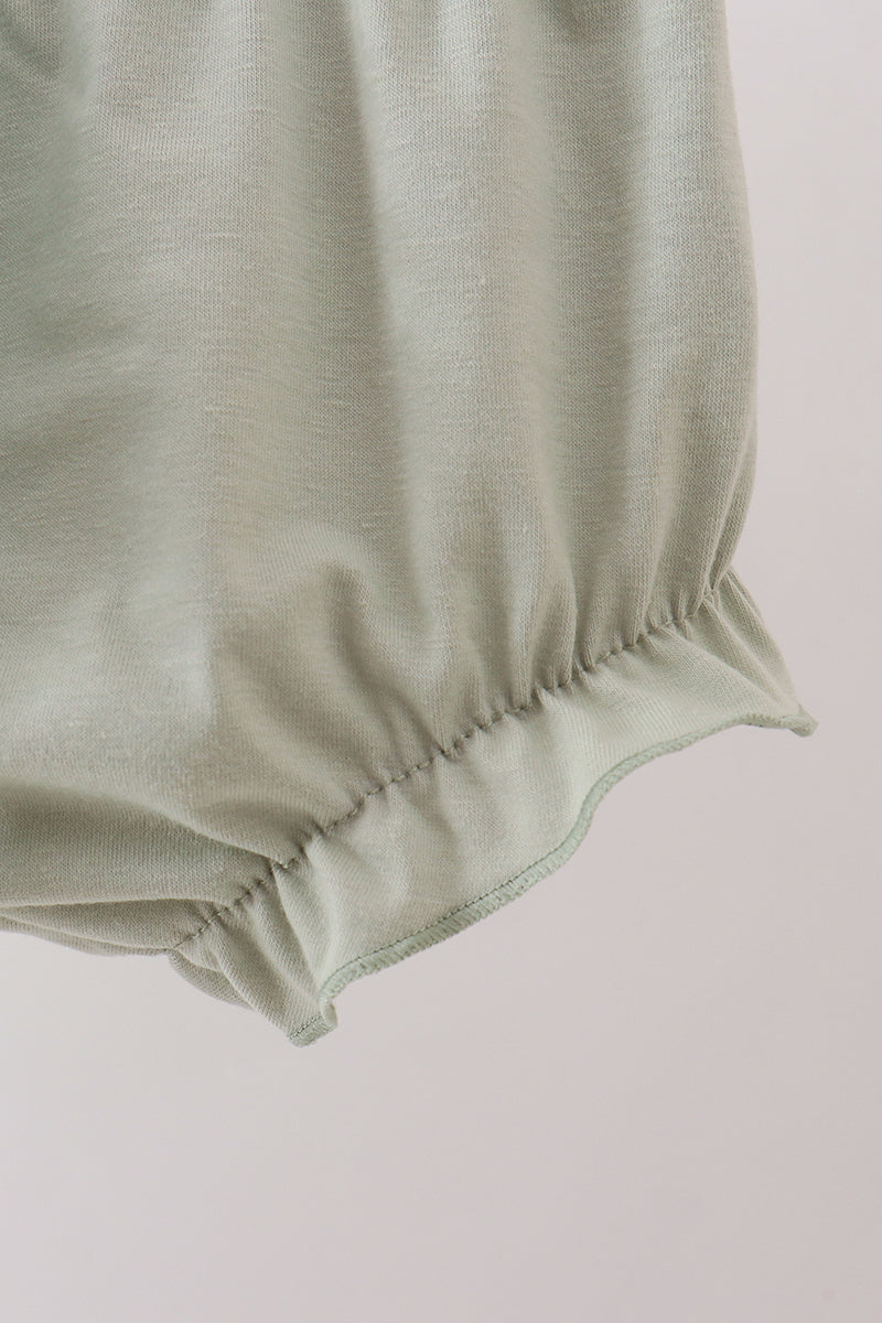 Sage He Is Risen Smocked Gingham Bloomer Set