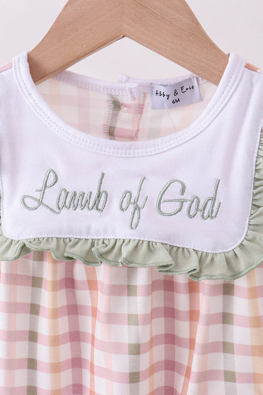 Lamb of God Applique Plaid Bubble