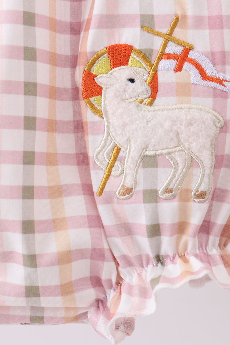 Lamb of God Applique Plaid Bubble