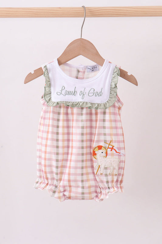 Lamb of God Applique Plaid Bubble