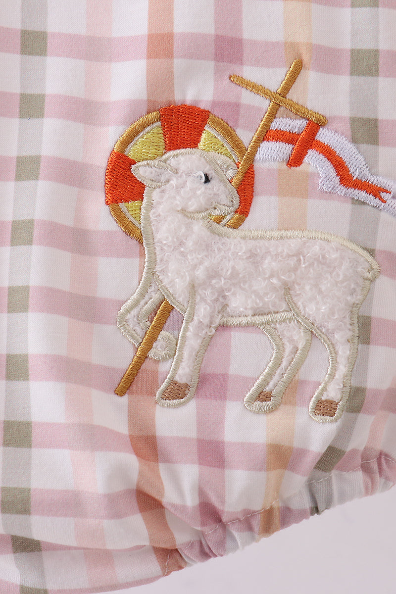 Lamb of God Applique Plaid Bubble
