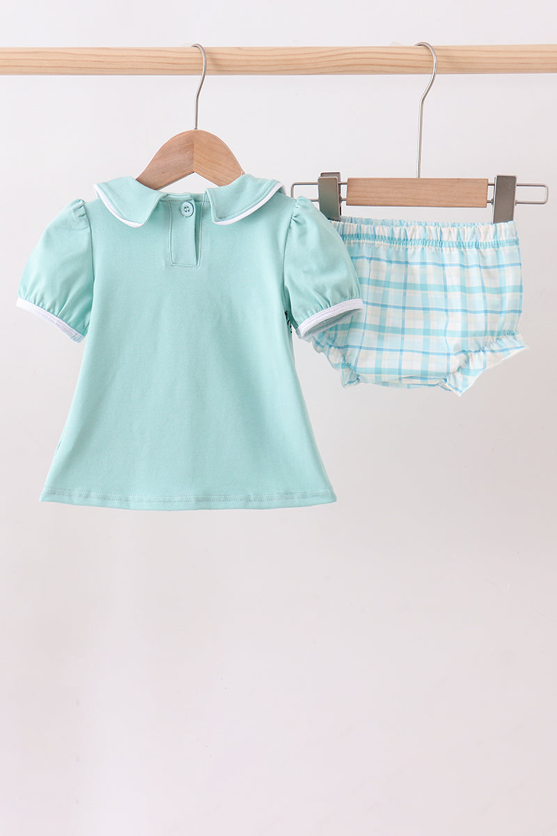 Blue He Is Risen Embroidery Bloomer Set