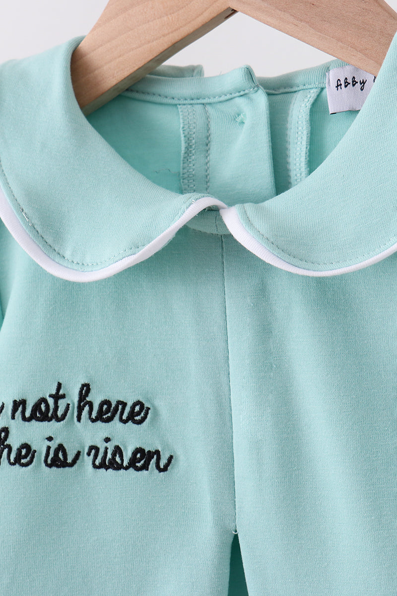 Blue He Is Risen Embroidery Bloomer Set