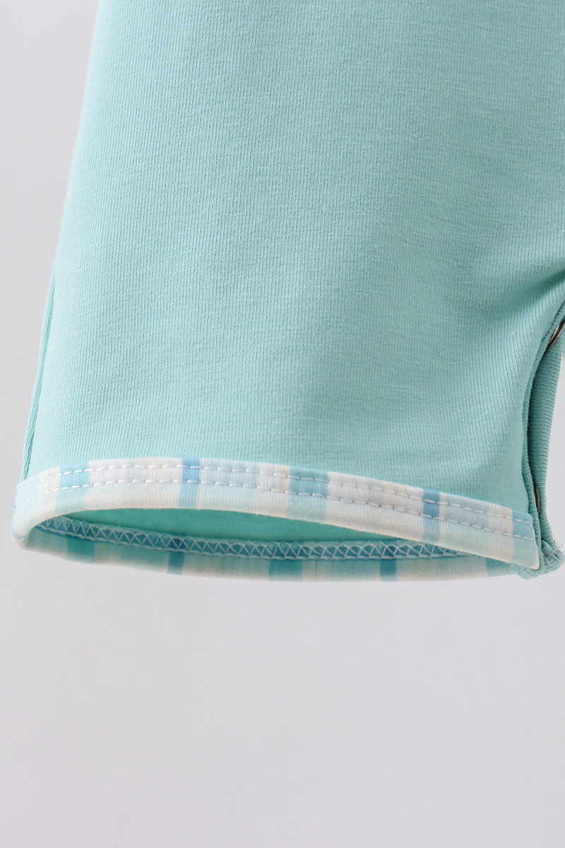 Blue He Is Risen Embroidery Romper