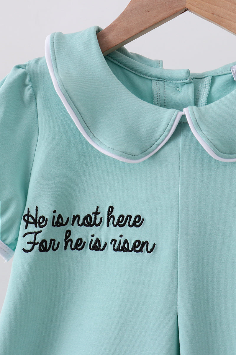 Blue He Is Risen Embroidery Dress
