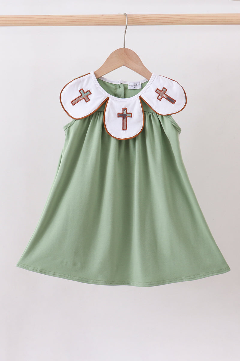 Green Camouflage Cross Applique Dress